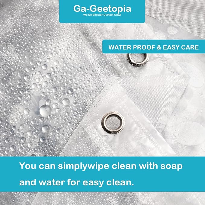 Ga-Geetopia Narrow Size EVA Clear Shower Curtain Liner, Pebble Pattern 48x72 Inch Lightweight Plastic Bathroom Shower Showroom Inner Curtain with Rustproof Metal Grommets and Weighted Magnets