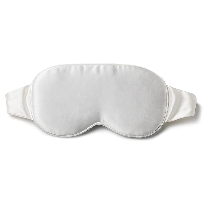 Fishers Finery 25 Momme 100% Organic Mulberry Silk Hypoallergenic Contour Eye Mask - Adjustable Elastic, 3D Sleep Mask, Zero Eye Pressure - New and Improved Style (Natural White - Undyed)