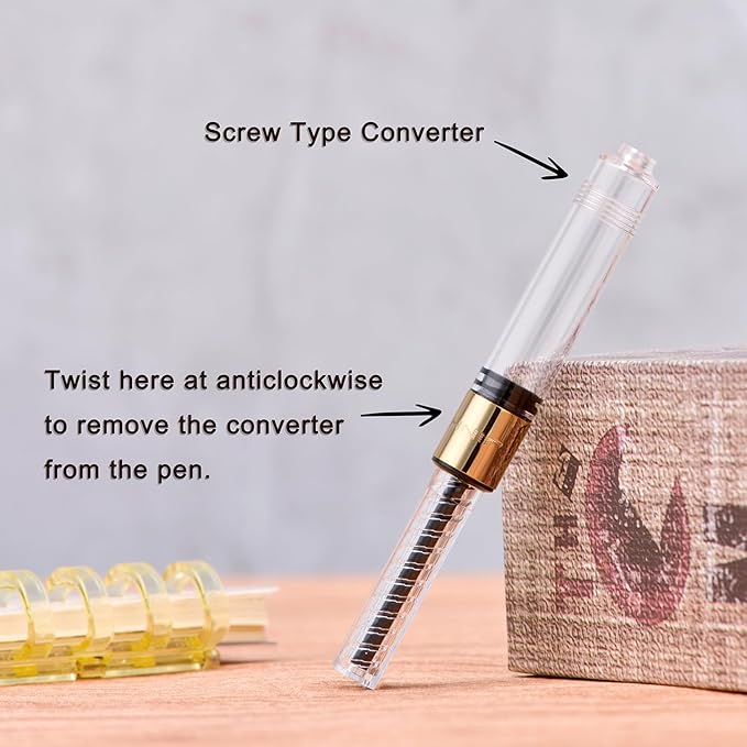 Jinhao 9019 DaDao Series Fountain Pen, Size 8 Medium Nib with Large Ink Converter, Piano Black Acrylic Design Smooth Writing Pen (Gold Trim)