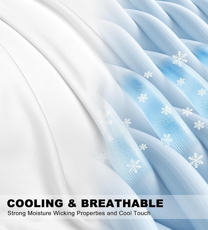 100% Rayon Derived from Bamboo Pillowcases Standard Size Set of 2, Soft Breathable Cooling Pillow Cases, White 20x26 Inches
