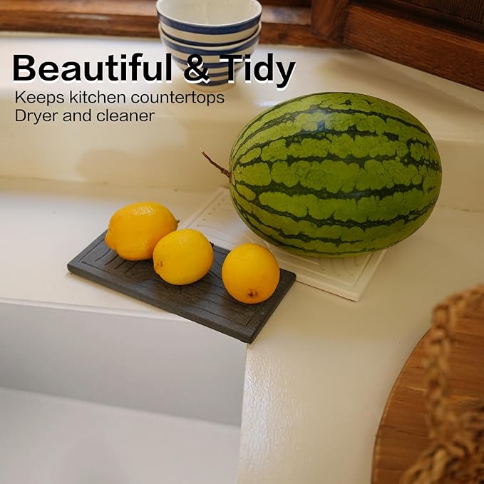 Graceice 2PCS Diatomite Tray,Absorbent Rectangle Stone Coasters for Bathroom Counter,Water Absorbing Stone Sink Organizer for Bathroom, Home Decor Tabletop Protection Suitable for Kinds of Cups