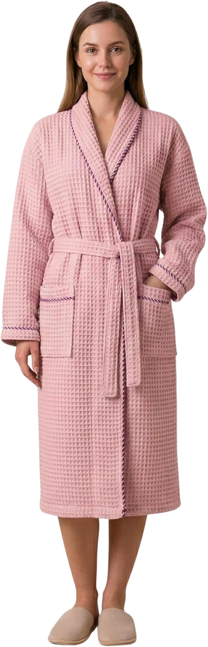 PÜSKÜL Luxury Waffle Robe for Women & Men - Natural 100% Turkish Cotton Bathrobe - Housecoat Womens & Housecoat Mens