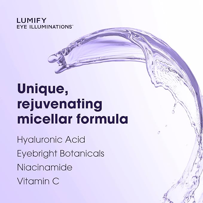 LUMIFY Eye Illuminations Cleansing Water&Eye Makeup Remover,3-in-1 Micellar Water Contains Hyaluronic Acid,Vitamin C&Niacinamide,Hypoallergenic,Removes Waterproof Makeup,5.4 Oz (160 mL),(Pack of 2)