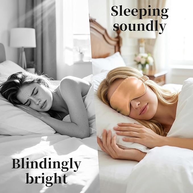 ZLYC 100% Mulberry Silk Sleep Mask Pressure-Free Eye Cover Soft Light Blocking Blindfold for Travel & Nap, Solid Orange