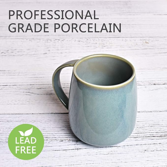 Bosmarlin Matte Ceramic Coffee Mug, Tea Cup for Office and Home, 13 oz, Dishwasher and Microwave Safe, 1 Pack (Sage Green(Glossy))