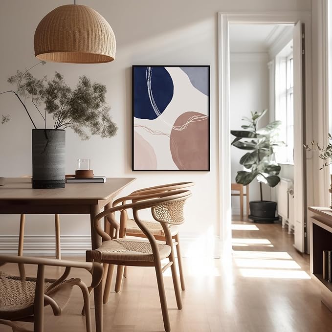 Monem Art Abstract Organic Shapes Print - Scandinavian Blue Geometric Poster - Wall Decor for Living Room, Bedroom or Office - 12x16 Unframed Wall Art by Mareike Bohmer