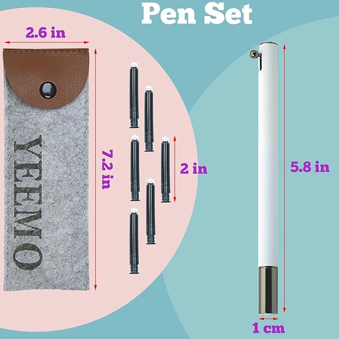 Retractable Fountain Pen – 0.38 mm Extra Fine Nib Fountain Pen, Smooth Fancy Pens with Converter, 6 Ink Cartridges & Gift Pouch for Writing (White)