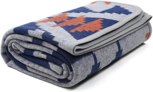ACUSHLA Merino Wool Blanket - Soft Warm Thick Bed Couch Outdoor Camp Travel Car Blanket Throw All Weather, Aztec Style Indian Grey 63" x 51"