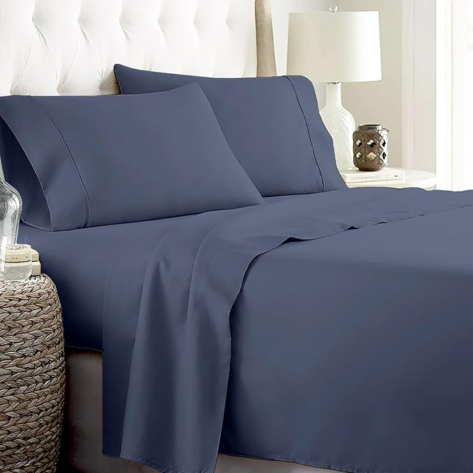 BIOWEAVES 100% Organic Cotton Sheets, 300 Thread Count 4-Piece GOTS Certified Bed Sheet Set Fits Mattress Upto 17" Deep Pocket, Soft & Silky Sateen Weave (Queen, Mineral)