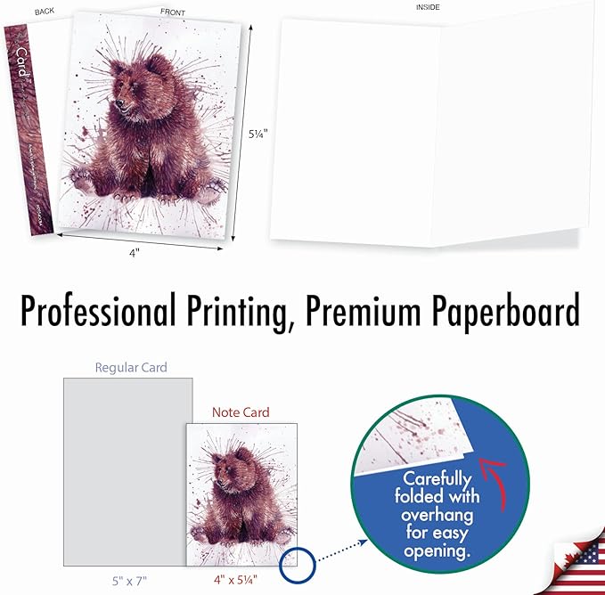 The Best Card Company - Assorted All Occasions Animal Watercolor Blank Greeting Notecard Box Set - Incl. 10 Unique Designs + Envelopes, Thank You, Invitations - Wildlife Splash AM2954OCB-B1x10