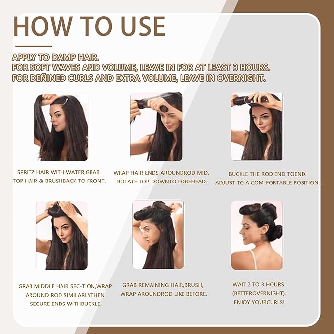 Heatless Curls Overnight Hair Curlers - 4 Pcs No-Heat Curling Rod to Sleep In and Shower Cap,Velvet Hair Rollers with Satin Wrap