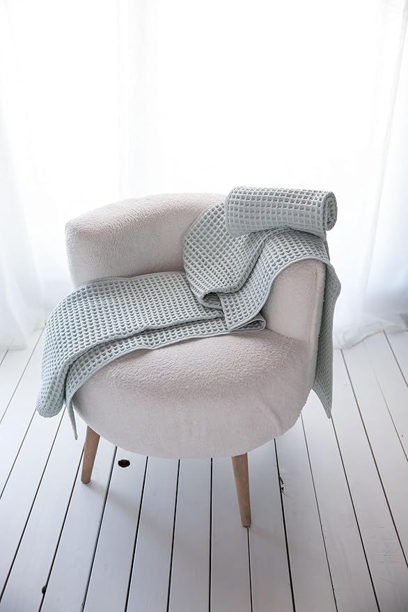 Waffle Cotton Bath Towels-100% Turkish Cotton, Quick Dry, Ultra Soft, Premium Absorbent, Weave Design, Fast Drying-2 Pieces Bath Towel Set (1 Large Bath Towel and 1 Hand Towel) (Sage)