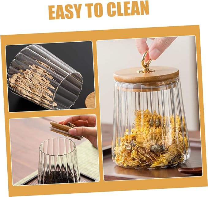 Borosilicate Glass Storage Jars Glass Jar Bamboo Lid Airtight Seal for Kitchen Food Storage