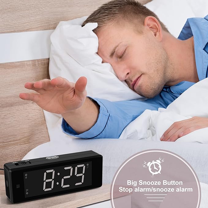 Digital Alarm Clock Battery Operated Night Visiable with Upgraded LED/LCD Time Display, Flashlight,Small Travel Clock for Bedroom Bedside (White Display)