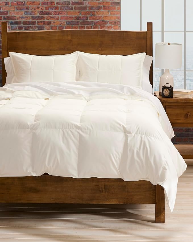 Cuddledown Chroma Down Alternative Comforter | Soft, Lofty, Cloudlike | Hypoallergenic | 100% Cotton Sateen Shell | Handcrafted | Duvet Insert | Oeko-TEX Certified | Queen | All Season | Ivory