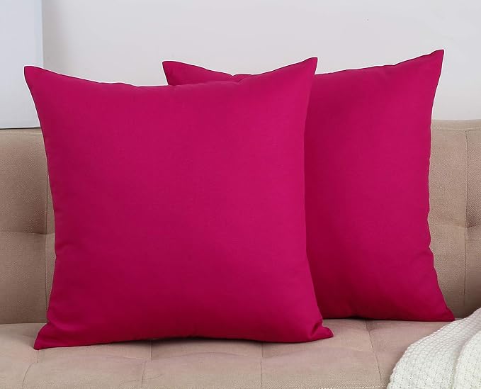 TangDepot 100% Cotton Solid Throw Pillow Cover 26x26 Brilliant Rose | 100% cotton, same-color zip, machine wash & air dry. For living room, bedroom, office, car. 42 colors, 391 sizes. Cover only.