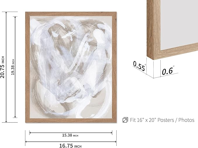Monem Art Neutral Beige Abstract Brushstroke Painting Print - Scandinavian Minimalist Modern Art Poster - Wall Decor for Living Room or Bedroom - 16x20 Beige Framed Wall Art by Mareike Bohmer