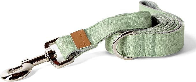 Sam and Maui Linen Blend Dog Leash with D-Ring, 4.5 FT Walking Lead for Large Dog, Green Tea L