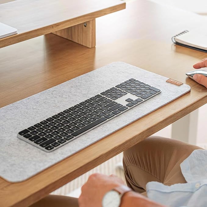 Desky Cork & Felt Mouse Pad – Dual-Sided Mini Desk Mat with Non-Slip Cork & Felt, Anti-Scratch Surface for Laptop or Mouse Use (11" x 8.6", Dark Grey)