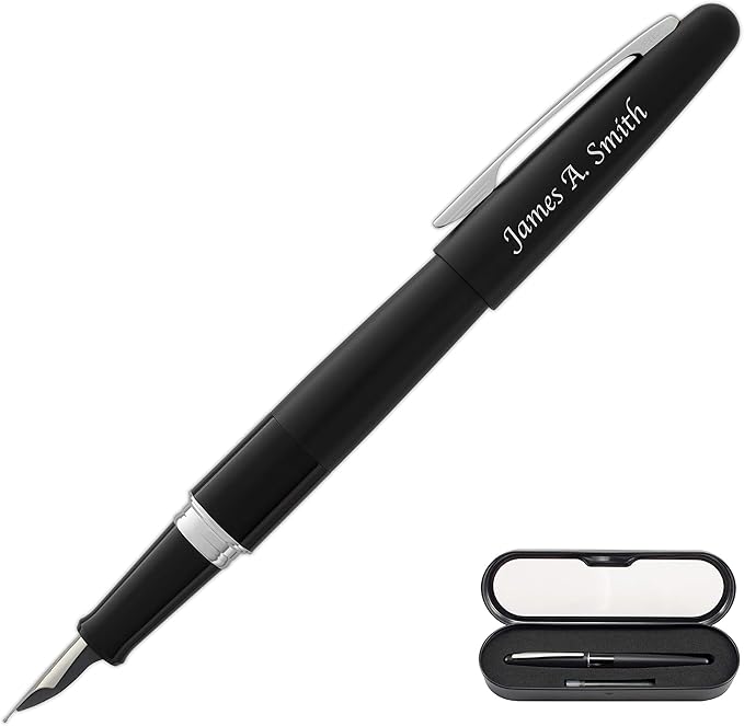 Goldspot Personalized Pilot Metropolitan Classic Fountain Pen in Custom Engraved Pen in Black