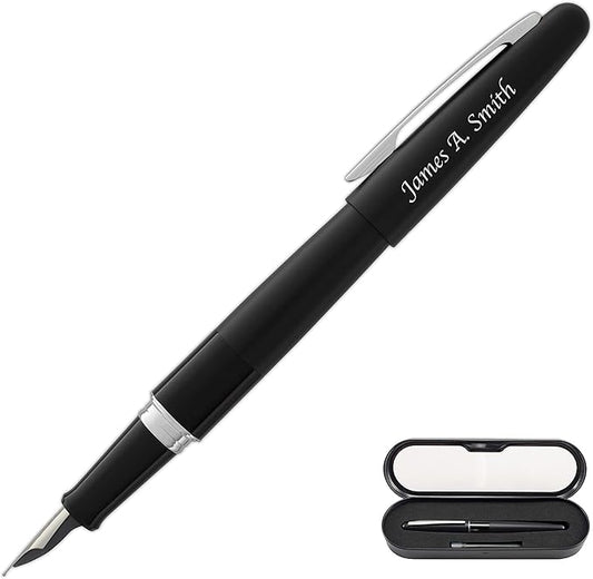 Goldspot Personalized Pilot Metropolitan Classic Fountain Pen in Custom Engraved Pen in Black