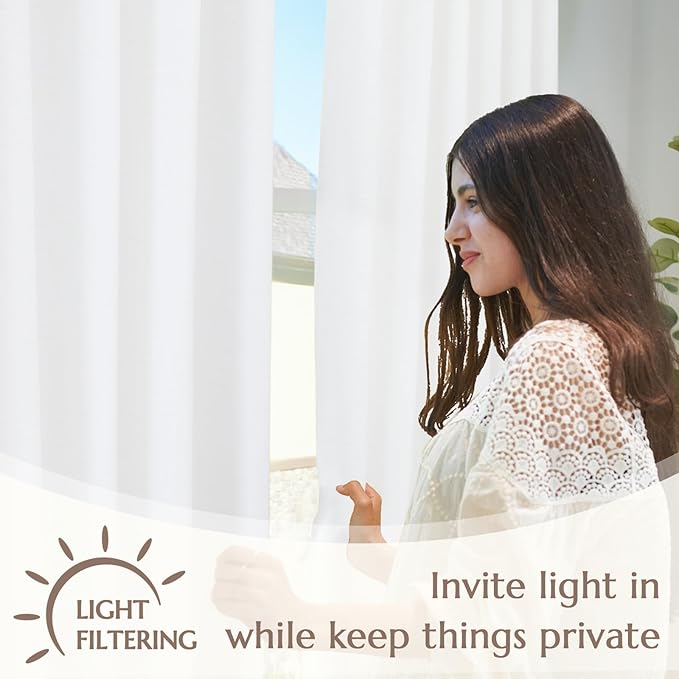 jinchan Extra Wide Sliding Door Curtain 96 Inch Length with Privacy Lining White Linen Lined Curtains for Patio Door Living Room Bedroom Home Office Light Filtering Drapes 100 Inches Wide 1 Panel