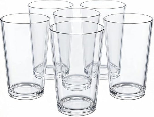 12 oz Clear Drinking Glasses - Unbreakable Acrylic Glasses Drinkware set of 6 - BPA Free Dishwasher Safe Reusable Plastic Cups for Kitchen Party Outdoor (Look Like Glass)