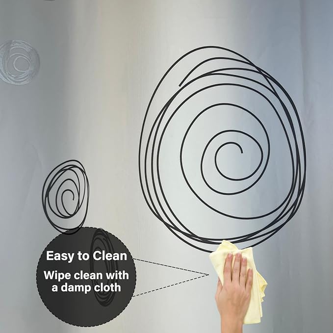 Plastic Shower Liner - Premium EVA 6G Thickened Shower Curtain Liner with Rustproof Grommets and 3 Weighted Magnets, Waterproof Shower Curtain for Bathroom(Black Circle)