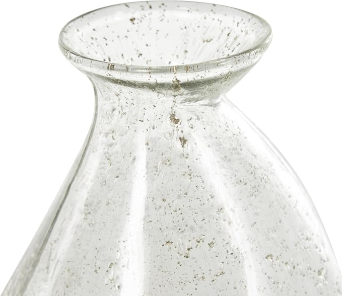 Deco 79 Glass Decorative Vase Speckled Centerpiece Vases with Brown Accents, Flower Vases for Home Decoration 7" x 7" x 12", Clear