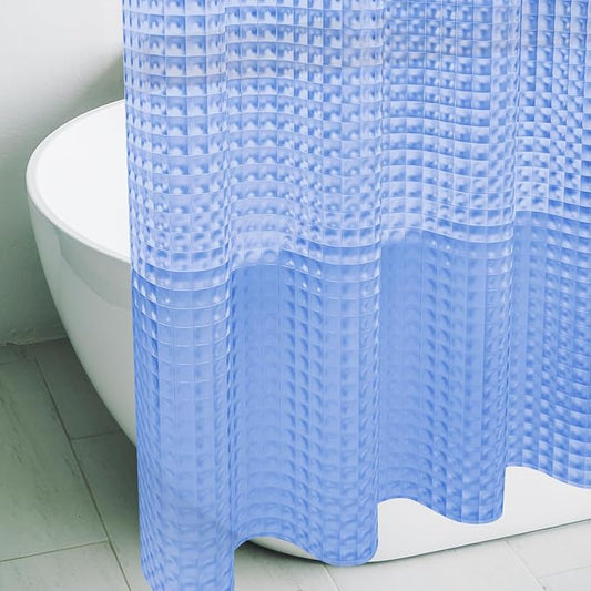 Navy Blue 3D Crystal Plastic Shower Curtain Liner, 72x72 Inch Thin Lightweight Plastic Bathroom Shower Showroom Inner Curtain with Rustproof Metal Grommet Holes and Weighted Magnets