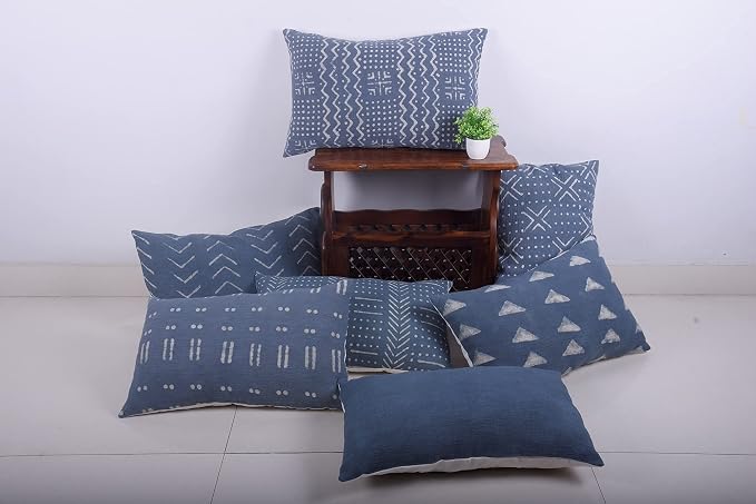 Trade Star Indian Body Pillow Shams Throw Pillow Cases 100% Cotton Pillow Cover Lumbar Rustic Farmhouse Spring Mudcloth Breathable Handloomed Bedding Decor (Dark Grey Blossom 14X36 INCHES)