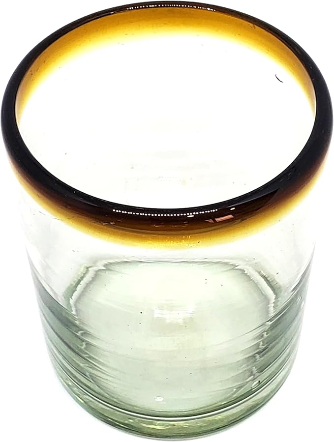 Amber Rim 10 oz Tumblers (set of 6), Recycled Glass, Lead-free, Toxin-Free (Tumbler)