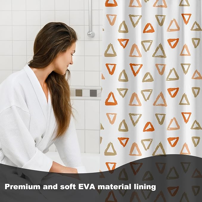 Plastic Shower Curtain Liner, Premium EVA 5G Triangle Shower Curtain, Shower Curtains for Bathroom with 3 Magnetic Weights and Rustproof Grommets (Triangle, 72x72 in)