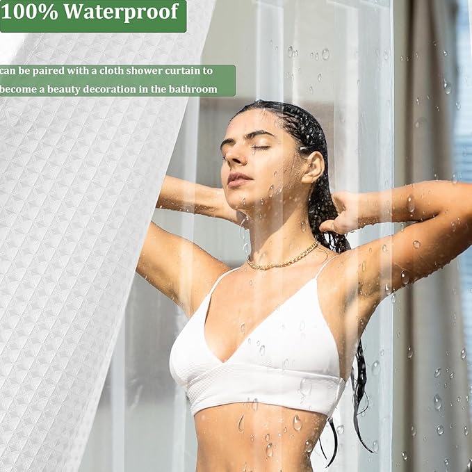 60x72 Shower Curtain Liner with 3 Weighted Magnets, 8G Heavy Duty Premium PEVA Stall Shower Liner 60 x 72 Inch for Bathroom, Clear Plastic Waterproof with 10 Rustproof Grommets, BPA-Free