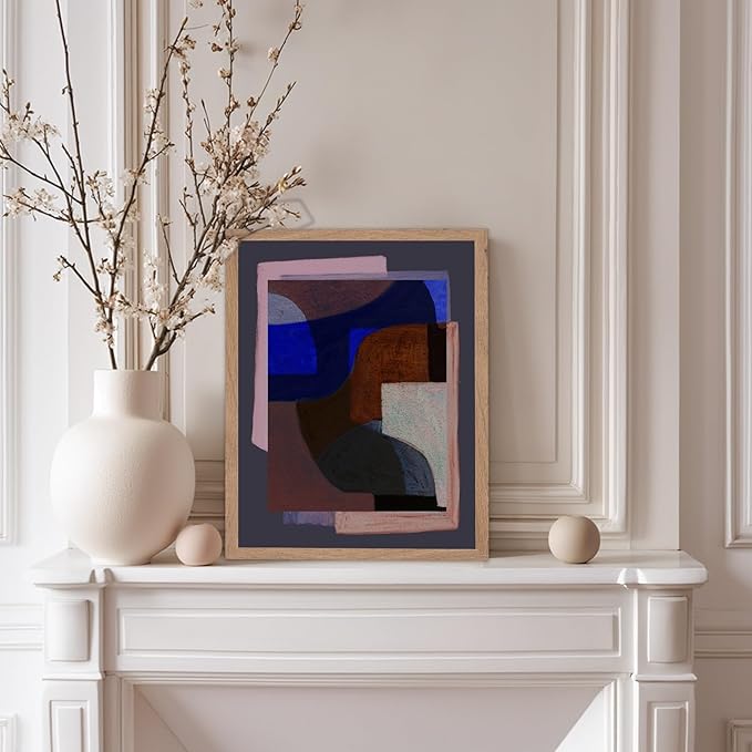Monem Art Modern Geometric Abstract Print - Contemporary Minimalist Shapes Painting Poster - Wall Decor for Living Room, Bedroom or Office - 8x10 Beige Framed Wall Art by Mareike Bohmer