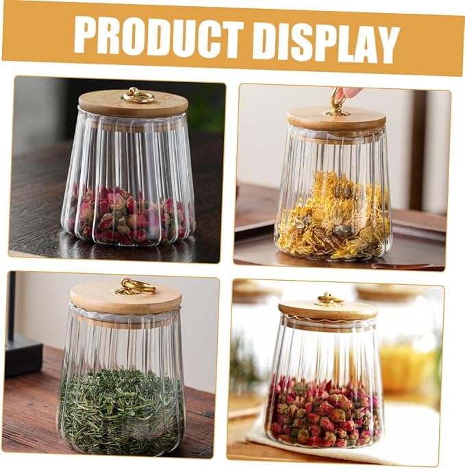 Borosilicate Glass Storage Jars Glass Jar Bamboo Lid Airtight Seal for Kitchen Food Storage