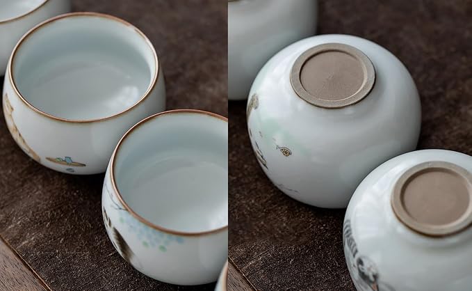 Master Teacup set of 2 cute cat tenmokus teacup Kungfu Tea Cup chinese tea set Ceramic Handmade Ceremonial Matcha Tea Mug