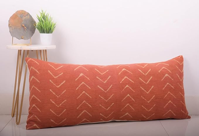 Trade Star 100% Cotton Throw Pillow Case Beautiful Cushion Case Farmhouse Rust Cushion Cover Large Decorative Handmade Boho Spring Pillow Cover for Sofa Highly Durable (Rust Phoenix 14X36 INCHES)