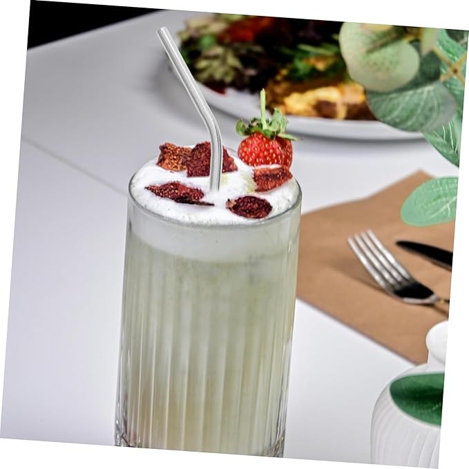 Cabilock 1set Reusable Stainless Steel Straws for Juice and Cold Beverages Portable Metal Straws with Cleaning Brush and Stainless Steel for Ice Coffee