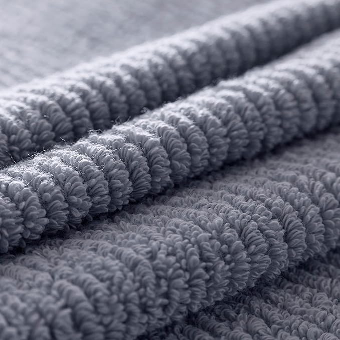 BOLL & BRANCH Turkish Ribbed Bath Sheet - Mineral - 100% Organic Turkish Cotton - Oversized Soft Absorbent Quick Dry Luxury Spa Bath Sheet with Textured Rib Weave - Premium Comfort