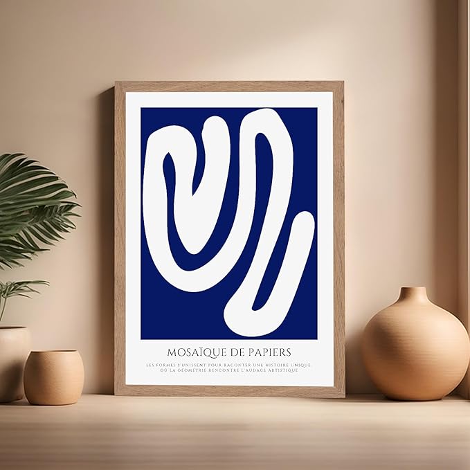 Monem Art Organic Paper Cut Abstract Print - Modern Minimalist Shape Poster - Wall Decor for Living Room, Bedroom or Office - 16x20 Beige Framed Wall Art by Rs Lab Studio