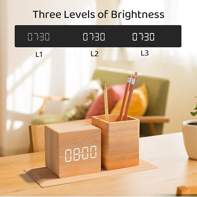 ANTDALIS Alarm Clock for Bedrooms, Silent Alarm Clock for Students, Smart LED Digital Alarm Clock, Three Alarm Settings, 3-Level Brightness, Silent Auto Off Screen