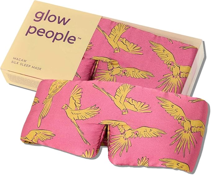 Glow People Silk Sleep Mask – 100% Mulberry Silk Eye Mask for Sleeping, Total Blackout, Cloud-Soft and Adjustable for Beauty Sleep and Travel - Macaw