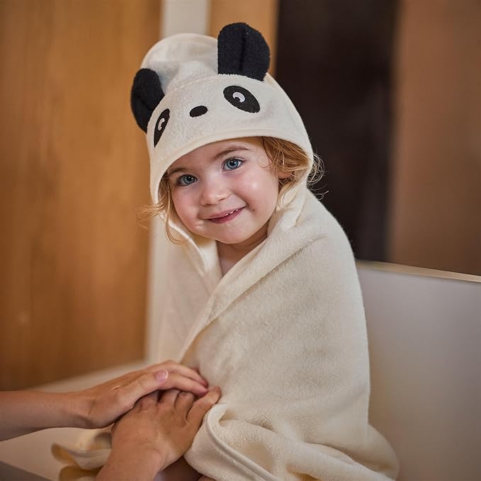 Hooded Baby Towel – 100% Organic Cotton Baby Bath Towels – Baby Boy and Girl Newborn Essentials - Super-Soft and Absorbent. (Panda)