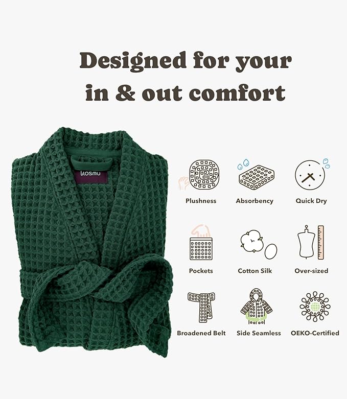 Luxury Organic Japanese Cotton Hotel & Spa Waffle Bathrobe for Men and Women (Hooded/Kimono)