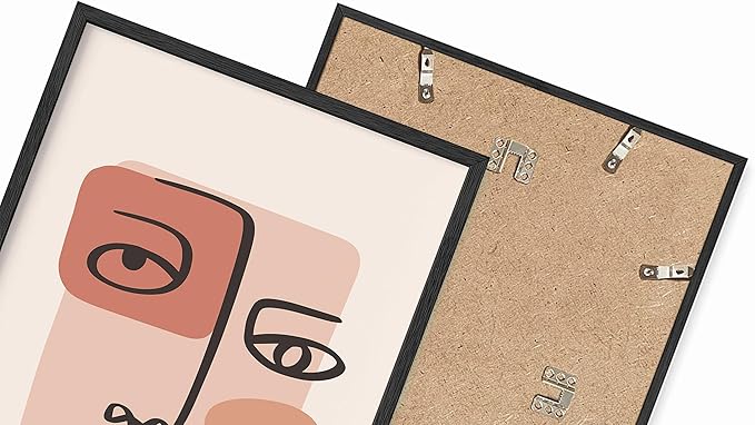 Abstract Face Wall Art Continuous Line Drawing Organic Shapes Earth Tones Terracotta Mid Century Modern 12x16 Inch Oak Wood Black Framed Minimalist Portrait for Bedroom Decor