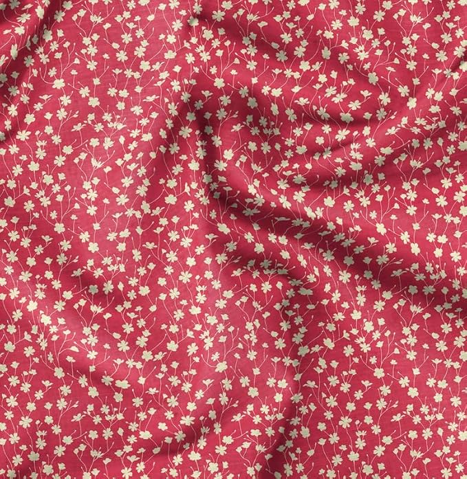 Soimoi Luxurious 58" Wide Red - Floral Printed, Cotton Jersey Fabric - Perfect Material for Clothing, Home Decor, Craft Projects, 1 Yard
