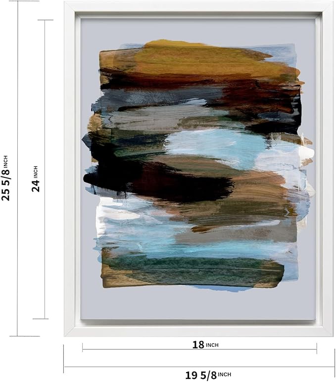 Monem Art Abstract Earth Tone Brushstroke Print - Modern Painterly Art Poster - Wall Decor for Living Room, Bedroom or Office - 18x24 White Framed CANVAS Wall Art by Mareike Bohmer