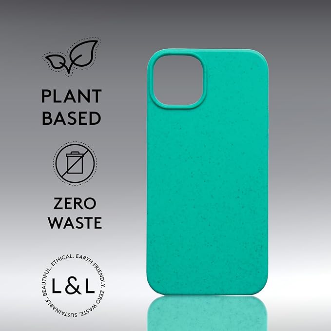 LOAM & LORE Biodegradable Phone Case for iPhone 15 Plus, Plastic Free Eco Friendly Phone Case, Plant Based Compostable iPhone 15 Plus, Premium Zero-Waste Phone Cover (Mint)