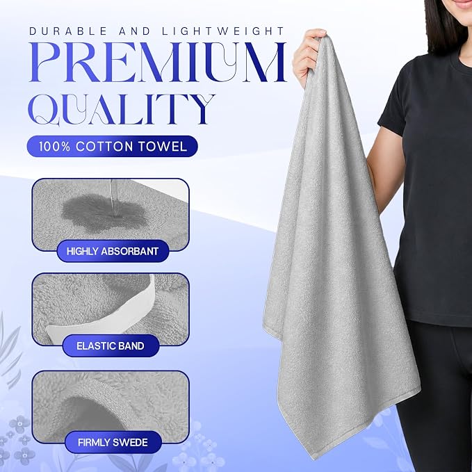 Lili&James Cotton Hair Towel Wrap for Women/Kids | Quick Dry, Soft & Absorbent Hair Wrap Towels with Double Button (Pack of 1, Grey Large)